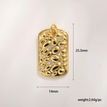 Colgante de cruz rectangular dorado con textura de lava e incrustación de circón - Estilo Rectángulo Textura Fluida Oro (A0213 Oro)