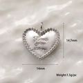 Colgante corazón plateado con grabado Love You More y detalles de borde perlado - Estilo Corazón Love You More Plata (A0707 Plata)
