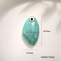 Vue détaillée du pendentif turquoise en forme de goutte avec dimensions de 24,7 mm - Pendentif goutte style turquoise (Pendentif uniquement) / 24.7mm*12.7mm / Bleu clair
