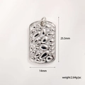Colgante rectangular plateado cruz corazón con circonitas, mide 25,5mm x 14mm - Estilo Rectángulo Textura Fluida Plata (A0213 Plata)