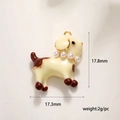 Cute enamel dog pendant with pearl necklace detail, size 17.8mm by 17.3mm, weighs 2g - Pearl Dog