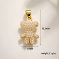 Golden bear pendant with inlaid pearls and horseshoe bail, 22.2mm by 11mm size - Full Pearl Bear