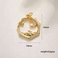 Gold celestial star and crescent moon charm pendant measuring 16mm by 14mm in size - Moon Star Lake