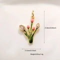 Detailed view of pink tulip pendant with dimensions 21.8mm height and 13.5mm width - Tulip Shape