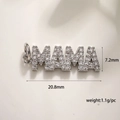 Macro view of MAMA letter pendant with sparkling zircons and dimensions 20.8x7.2mm - Silver Mama