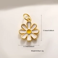 Detailed size view of white and yellow enamel daisy pendant in 17.4mm by 11.7mm - White Daisy Shape (A0811)