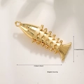 Detailed view of flexible 14k gold plated koi fish pendant with size measurements - Gold Fish