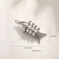 Macro shot of silver koi fish charm with scale texture and size details, 24.5mm x 12mm - White Gold Plated Fish