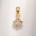 Gold plated planet pendant with heart element and brilliant clear zircon stone - Copper Real Gold Plated Clear Zirconia A0211