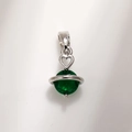 Planet style emerald zircon pendant with heart clasp and silver metal ring setting - Copper White Gold Plated Emerald Zirconia A0211