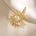 Zircon-studded gold sunburst pendant with hollow center for DIY jewelry making - Star Ring Style (A0715)