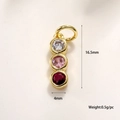 Détail du pendentif à trois pierres montrant la hauteur de 16,5 mm et la largeur de 4 mm - Pendentif Pierre Trois Couleurs (Strass A0121)
