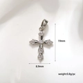 Zilveren kruishanger met witte zirkonia van 19mm voor DIY-sieraden maken projecten - Zilverwit Pave Zirkoon Kruis