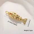 Articulated koi fish pendant in 14k gold plated copper with red zircon eyes for DIY jewelry - Five-section Small Fish