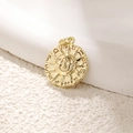 Gold-plated sun face pendant necklace charm featuring engraved twelve zodiac signs - Vintage Zodiac Style (A0721)