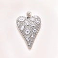 Colgante de corazón plateado con circonitas blancas y patrón de leopardo en esmalte - Corazón Micro-engastado Esmalte Blanco Plateado