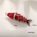 Detailed view of red enamel fish pendant with dimensions 35mm x 10.6mm and 5g weight - Silver Red Enamel (A0123)