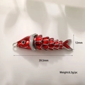 18k gold plated copper fish pendant with red and white enamel for DIY jewelry - Silver Red Enamel (A0122)