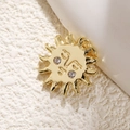 Gold plated sun pendant charm with zircon eyes and radiant rays for DIY jewelry - Smile Radiant Style (A0722)