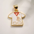 Golden T-shirt enamel pendant with red V-neck detail for DIY jewelry making - Nurse Uniform