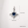 Pendentif étoile octogonale plaqué or 18 carats avec gemme bleue et zircon blanc - Étoile à huit branches en argent(A0373 Étoile)