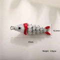 Detailed view of flexible 35mm koi fish pendant with red and white enamel finish - Silver Gray Enamel (A0122)