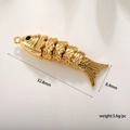 Articulated fish pendant in 18k gold plated copper with size measurements and weight - Gold (A0122)