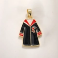 Golden graduation gown pendant with black and red enamel details for DIY jewelry - Doctoral Gown