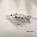 Detailed view of fish pendant dimensions: 30.2mm length with realistic scale textures - Small Silver (A0123)