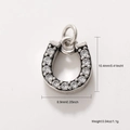 Pendentif fer à cheval en argent vintage serti de pierres en zircone brillantes - Fer à cheval en argent(A0392)