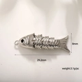 Detailed silver fish charm pendant measuring 29.2mm with scale texture and 3.1g weight - Small Silver (A0123)