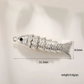 Detail view of silver fish pendant with 32.2mm length and 8.5mm width dimensions - Silver (A0122)