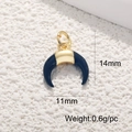 Schwarzer Mondsichel-Anhänger aus 18k vergoldetem Kupfer, Größe 14x11mm - 14mm x 11mm / Schwarzes Horn Stil (A0447)