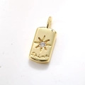 Ciondolo rettangolare dorato con zircone e incisione Shine per collana fai da te - Stile Rettangolo Scintillante Shine (A0130-SHINE)