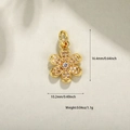 Detailed view of flower pendant dimensions 16.4mm by 10.2mm with weight and zircon inlay - Mini Six-Petal Flower (A0153)