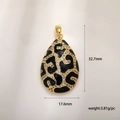 Leoparden-Herzanhänger aus vergoldetem Kupfer mit weißem Zirkon und schwarzer Emaille - Leopardenmuster-Wassertropfen