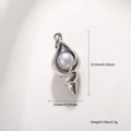 Pendentif coquillage argenté avec perle et dimensions précises de 23,8x9,6mm - Coquillage argenté avec perle(A0571)