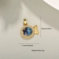 Pendentif poisson avec incrustation d'abalone et zircons taille 20mm par 17,5mm - Poisson Nacre d'Abalone (A0152-1)