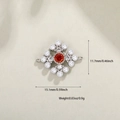 Macro view of silver star jewelry charm with red gemstone and pearls, 15mm size details - Silver Red Gemstone Cross Star (153)