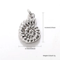 Pendentif nautile en argent poli, 14.6mm par 9.1mm, poids 0.7g pour création bijoux - Conque spirale argentée(A0573)