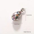 Pendentif goutte argentée avec pierres colorées et design évidé, hauteur 17mm - Pendentif en forme d'œuf en argent avec gemmes colorées(A0588)