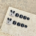 Unghie finte piedi fatte a mano bianche e nere con design panda 3D set da 10 - L / Unghia del Piede B69