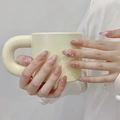 Uñas postizas de almendra rosa translúcido con mariposas, perlas y diamantes - Extra Pequeño (XS) / Estilo Ovalado Medio (2044)