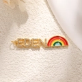 Ciondolo EDEN dorato con smalto arcobaleno e zirconi per gioielli fai-da-te - Stile Alfabeto Arcobaleno EDEN (A0753) / Oro