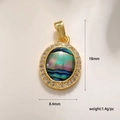 Pendentif ovale doré avec incrustation d'abalone et bordure en zircon blanc brillant - Ovale Nacre d'Abalone (A0152-7)