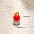 Ciondolo a forma di ciliegia rossa con anello dorato, 8,3x6mm per braccialetti - Ciondolo Mini Ciliegia (A0687)