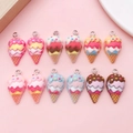 DIY colorful resin ice cream cone charms set for jewelry making and keychains - SN1511-Resin Multi-layer Ice Cream Cone Style