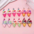 Set of 12 colorful resin ice cream cone pendants with bows for DIY jewelry making - Bowknot Ice Cream Cone Style (SN1519)