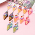 Set of 12 colorful resin strawberry ice cream cone pendants for DIY jewelry making - Rainbow Ice Cream Cone Style (SN1524)