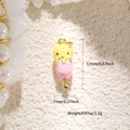 Ciondolo gelato in smalto giallo e rosa con pois, dimensioni 17mm x 7mm - Ciondolo Ghiacciolo Rosa (A0693)